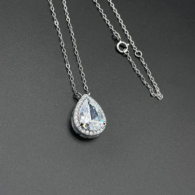 Fashion Ins Classic Teardrop Shape Zirconia S925 Sterling Silver Jewelry Set