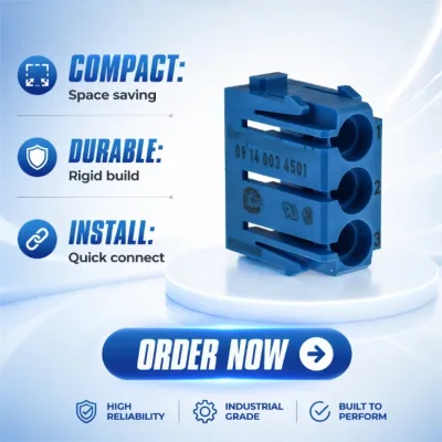 Original New Industrial Heavy Duty Connector Accessories 3Way Pneumatic Air Module Flame Retardant PC Housing Insert 09140034501