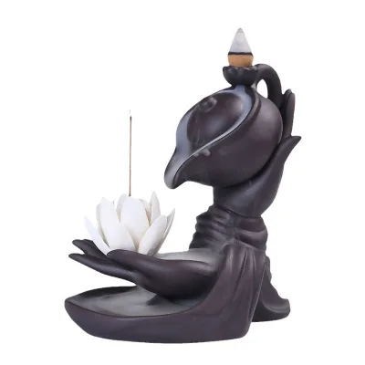 Purple Clay Cross-Border Incense Burner Creative Buddha Hand for Lotus Design Religious Home Decorative Censer
