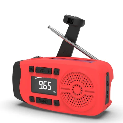 Solar-powered Hand-crank Radio, Portable Power Bank, SOS Disaster Prevention Radio, USB Digital Display Emergency Radio