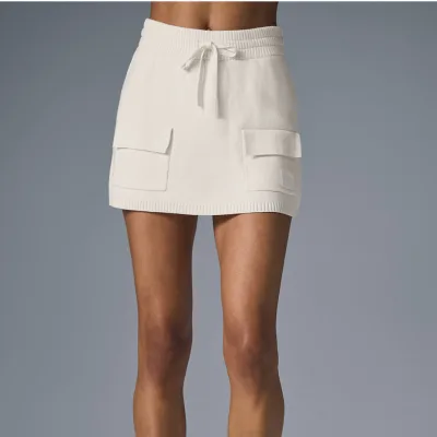 Customizable Logo Women's Knitted Workwear Mini Skirt with Built-in Shorts for Sports and Leisure