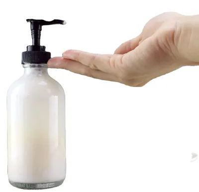 Hot Sale 16oz Clear Boston Round Glass Bottle with 28-400 Black Lotion Pump