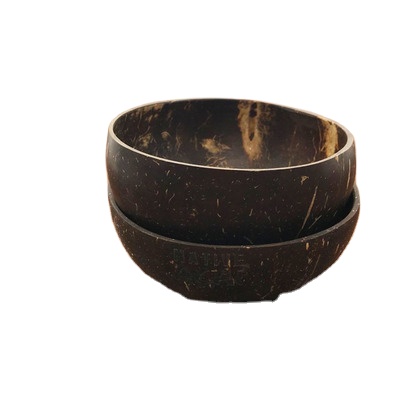 Natural coconut shell bowl old coconut flat bottom shell dish fruit salad bowl handmade features handicrafts