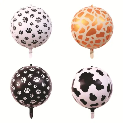 4D 22inch Animal Pattern Balloons Animal Giraffe Cow Dog Paw Jungle Safari Pet Party Themed Foil Balloons