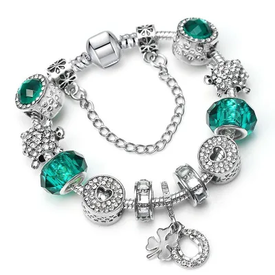 Women Handmade Clover Zircon Crystal Four Leaf Bracelet
