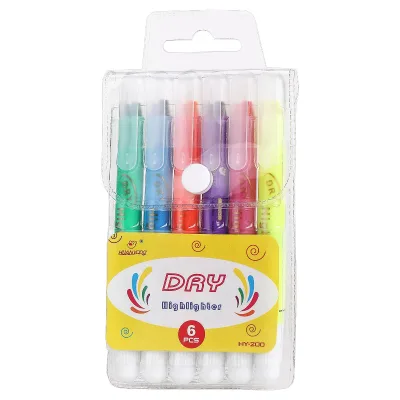 6-color Jelly Highlighter Pen, Solid Highlighter Pen, Non Permeable Marking Key