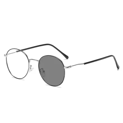 Fashionable Retro Round Frame Glasses  Anti BlueLlight Glasses  Photochromic Blue Light Blocking Moonlight Photochromic