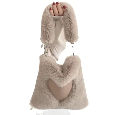 2023 Fashionable New Design Lady One-shoulder Messenger Tote Bags Crossbody Handbags Heart Plush Bucket Shoulder Bag