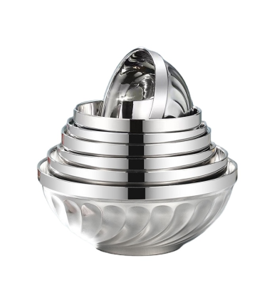 Restaurant School Stainless Steel Mixing Bowl Double-layer Thickened Bowl Anti-hot Bowl