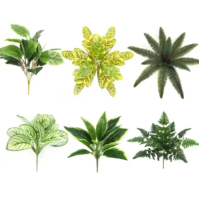Artificial Green Plants Color-Changing Persian Leaves Calathea Leaves Alocasia Aglaonema Wall Decor Plant Walls 30cm-100cm China