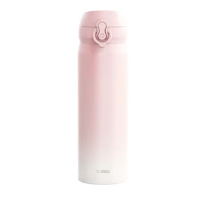 Deli LL619 pink Stainless Steel 304 Thermal Bottle Office Household 500ml Vacuum Insulated Thermos Bottle 24pcs Per Carton Set