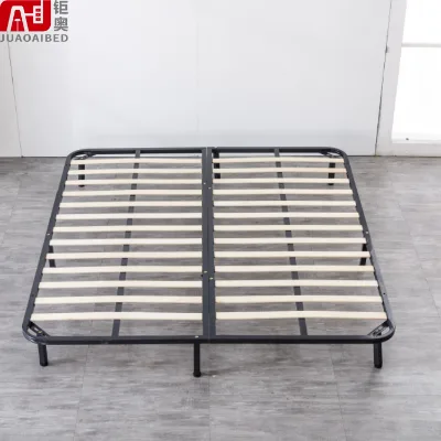 Custom Queen and king Grey Sturdy Metal and Wood Slats Platform Base Bed Frame