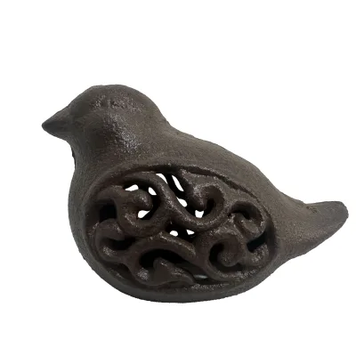Contemporary 2024 Cast Iron Bird Sculpture Hollow Carved Desktop Decoration for Home Knick-Knack