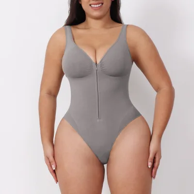 Hot Selling High Quality Silk Corset Shaper Bodysuit Medium Control Level Seamless Zipper Corset Breathable Zipper Logo Waist