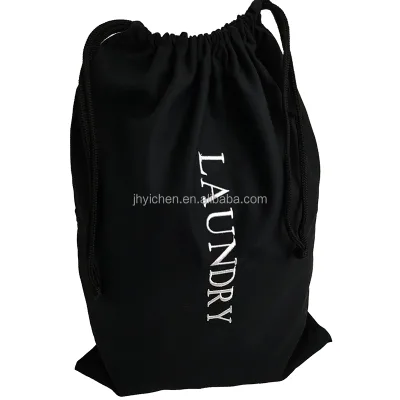 Custom Logo White Cotton Canvas Drawstring Beach Towel Pouch Dust Bag for Dirty Clothes