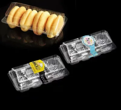 Top Quality Factory Direct Sale Food Grade Package Box Bread Dessert clear Rectangle Hinged Package Box Bakery Bops Box