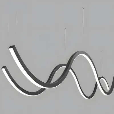 Creative Aluminum Profile Led Lighting Wave Shape Curved Linear Pendent Light for Interior