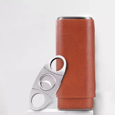 2022 Luxury Leather Cigar Tube Cigar Cutter Holder Gift Set