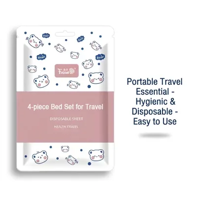 Portable Dispotable Good-quality Non-woven 220*240cm 4-piece Bedding Set for Travel
