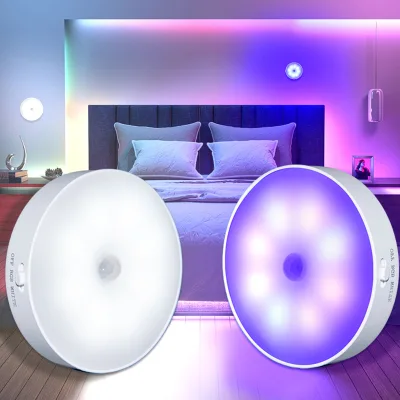Modern Mini Indoor RGB LED Rechargeable Motion Sensor Lighting for Bedroom Stair Cabinet & Closet-USB Rechargeable