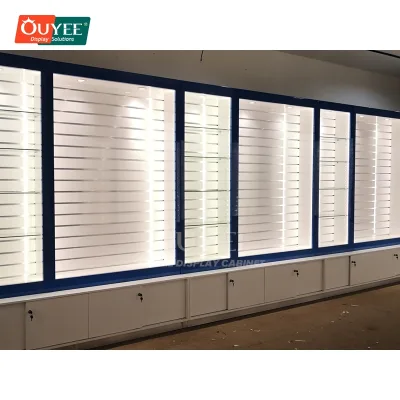 Project Contractor Wall Display Commercial Fit Out Contractor Double Sided Brushed Stainless Steel Electronics Shopfitting