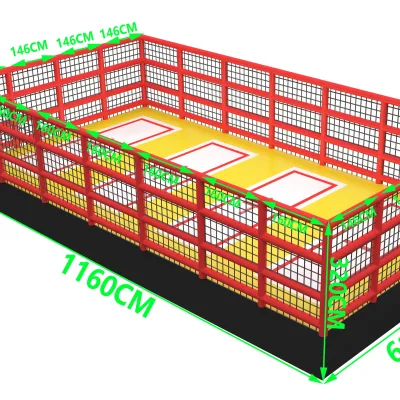 Indoor Play Center Big Trampoline Jumping Park with Kids Ninja and Rope Course for Fun Play