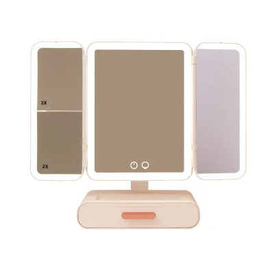 Crystal LED  Mirror  Lights Desktop Vanity Foldable Smart Shell Mirror Gift for Girls