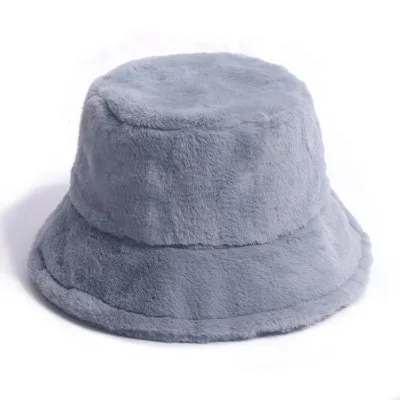 Vintage Faux Fur Bucket Hat Plush Fur Hat Winter Furry Bucket Hat for Women