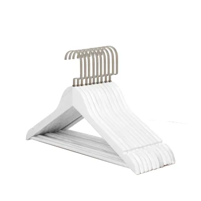 Clothes Hanger Factory Sale White Wooden Hanger with Logo for Cloth Display for Wardrobe Wooden Suit Coat Hangers