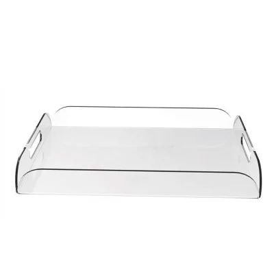 Custom clear square Acrylic Serving Tray with Handles