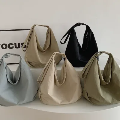 Custom Logo Nylon Tote Bag New Large Capacity Trendy Lazy Style Casual Armpit Bag Korean Version Daily Simple Women's Hobo Bags