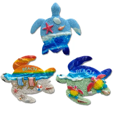 Custom Logo 3D Sealife Refrigerator Magnet Beach Souvenir Quanzhou Polyresin Turtle Fridge Magnet