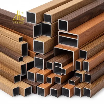 Wood Grain Customized Aluminum Tube Manufacturer Square Aluminum Pipe Extruded Profile for Decoration