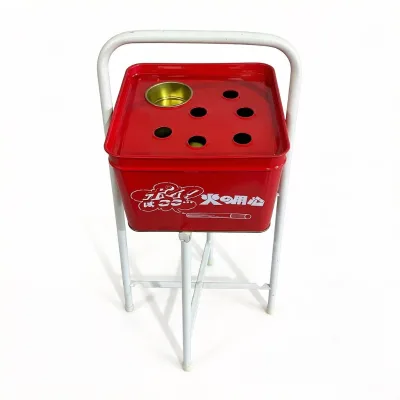 Outdoor Standing Metal Ashtray with Stand, Red Powder Coated Steel Square Bin for Parks & Streets, Durable Public Use