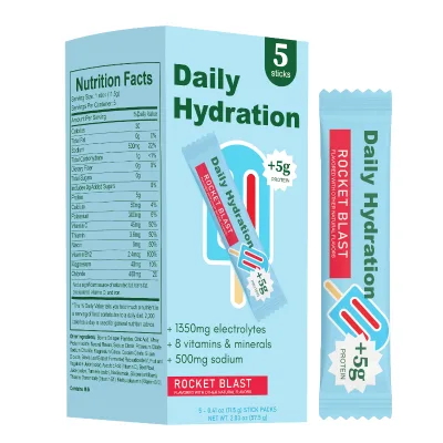 Electrolyte & Protein Fruit Flavor Drink Sticks, Containing Multiple Vitamins & Minerals, 5 Pack Nutrient Dietary Supplement