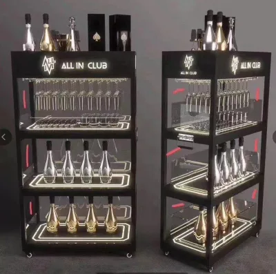 Customized KTV Bar Light -emitting LED Wine Cabinet Commercial Cocktail Metal Display Racks