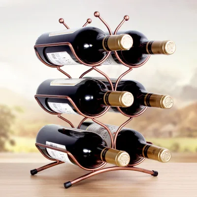 Fancy Kitchen Dining Room Bar Decoration Metal Iron Wine Racks Retro Simple Style Wine Bottle Display Racks Stand Holder