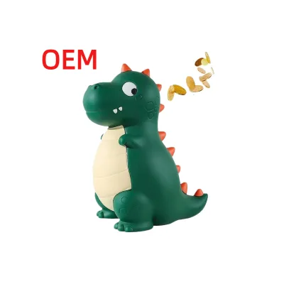 OEM Customized Cute 3d Cartoon Coin Bank With Finger Print Plastic Money Box