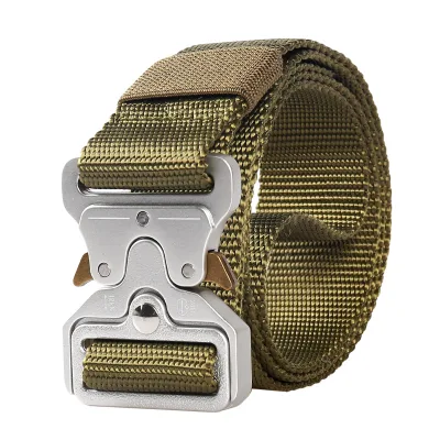 Wholesale Silver Alloy Buckle Heavy Duty Belt Black 1.5'' Wide Tactical Belt for Men