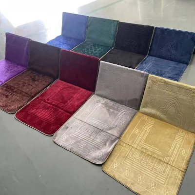 Islamic Muslim Non-slip with Backrest Prayer Mat Rug Set Prayer Sheet Thick Prayer Mat