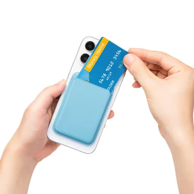 Strong Magnetic Business Card Holder PU Leather Case for iPhone 14-17 Gift