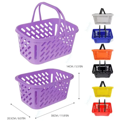 Wholesale Direct Sales Shopping Basket Plastic Market Basket with Handles  Pink Large Durable Merchandise Storage Basket