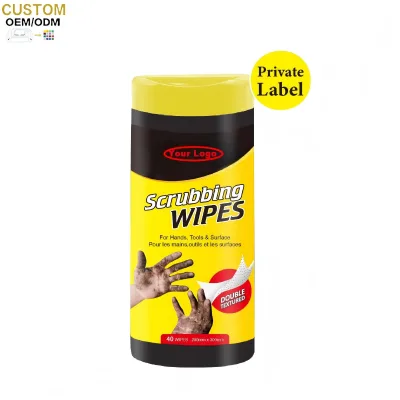 Biokleen OEM Wipes Manufacturer 40CT Industrial Scrubbing Wipes for Grease Hand Scrub Wipes Wet Wipes Industrial