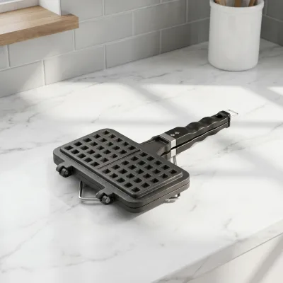 Factory Direct Wholesale Kitchen Non Stick Cake Pan With Handle Die Cast Household Heat Resistant Mini Waffle Maker/Iron