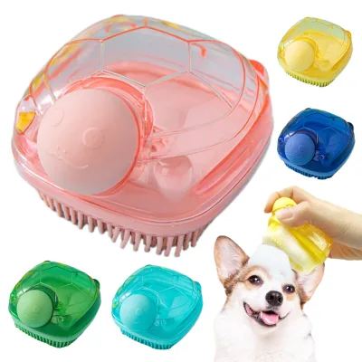 Eco-Friendly Dog and Cat Massage Brushes Shampoo Dispenser Comb for Pet Bathing and Grooming Bathroom Pet Cleaning Supplies