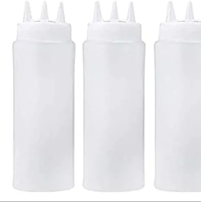 16oz Seasoning Squeeze Bottles, Kitchen Bottle Condiment 3 Hole Dispenser Lid Plastic Squeeze for Sauce
