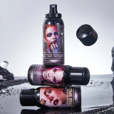 Wholesale Hot Selling Custom Body Glitter Mist Oil Shiny Glitter Spray Party Makeup Shimmering Powder for Hair and Body