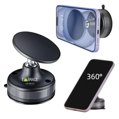 360° Polar Rotating Portable Vacuum Phone Holder with Super-Stable Shell Suction & Retractable Stand - Upgrade Functional Design