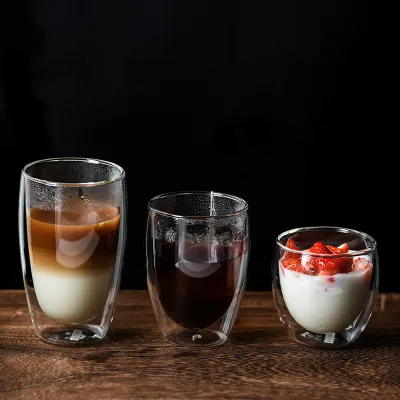 Handmade Heat Resistant Coffee Tea Cups Restaurant Home Double Wall Clear Water Glass Cup