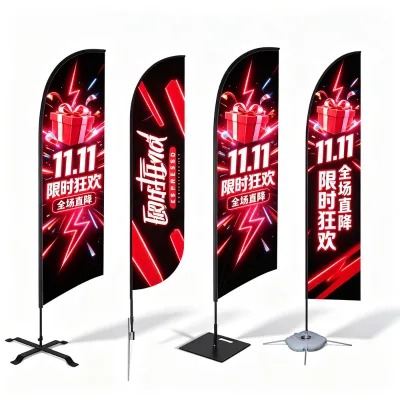 Cheap Promotional Custom Flag Banner Windproof Polyester Custom Print Feather Flag Kit with Base for Business Promotion